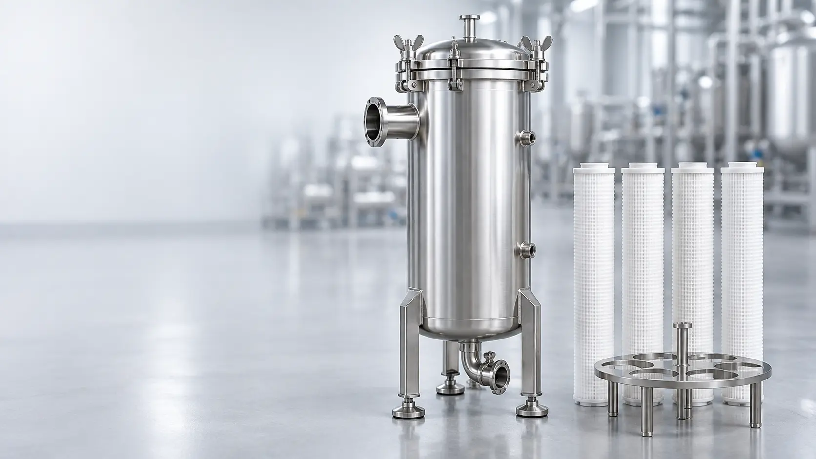 Portafiltro industrial multicartucho de acero inoxidable